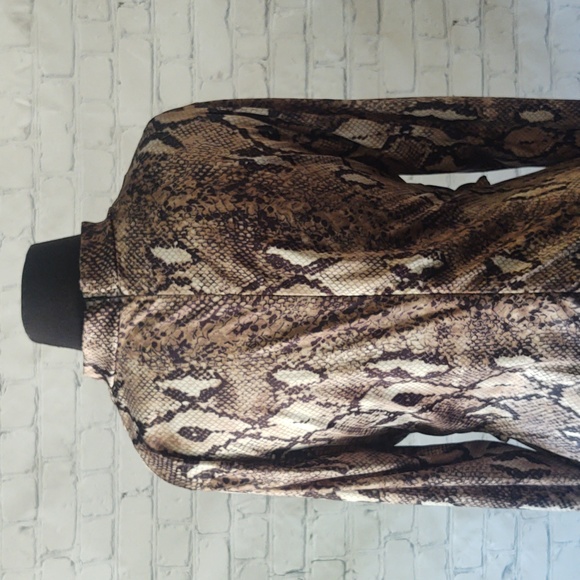 Size Large Mock Neck Reptile Print Dress with 2 Side Splits - Picture 6 of 9